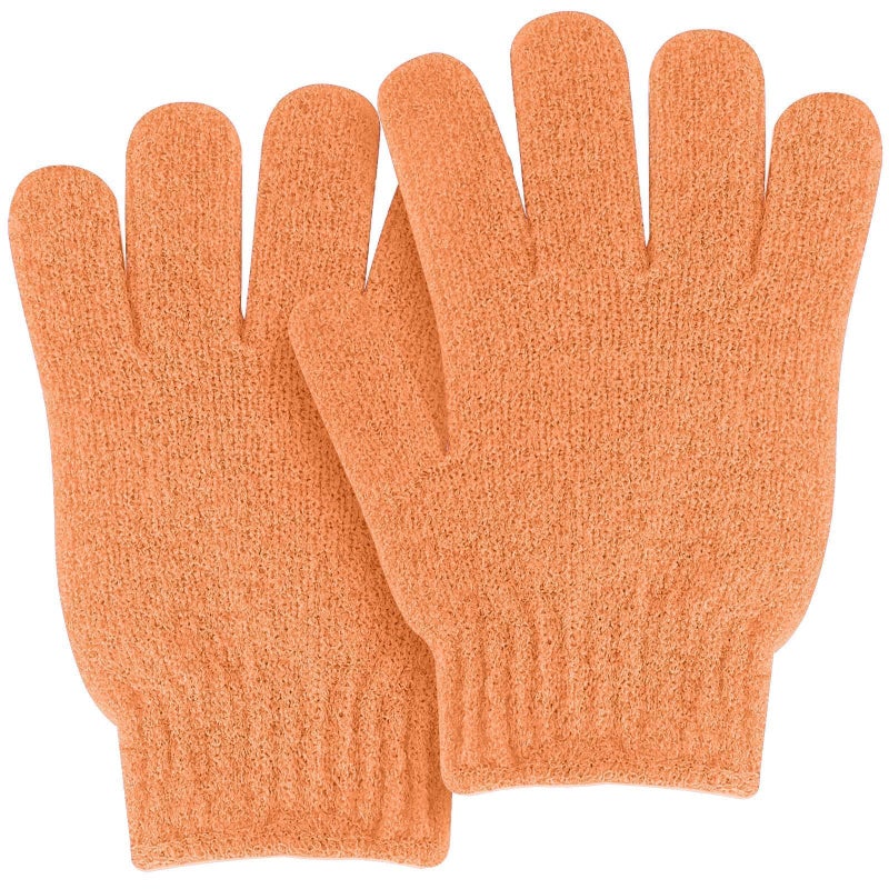 MOLOPPO Bath Glove 2 PCS Use Loofah Sponge Exfoliating Body Scrubber Deep Cleansing Removes Dead Skin for Both Women and Men(Orange) - Image 1